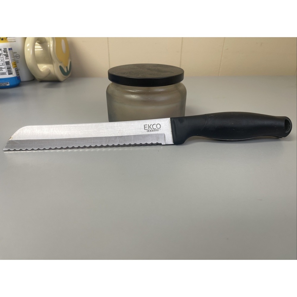 Ekco Flint Bread Knife Serrated 7" Blade Soft Grip Handle
